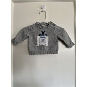 Janie And Jack Star Wars 0-3 Months R2D2 Knit Sweater Baby Gray